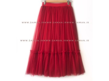 دامن پله دار قرمز کوتاه   ( قد 75 )