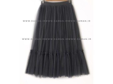 دامن پله دار طوسی تیره کوتاه  ( قد 75 )