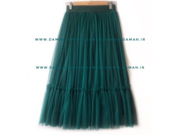 دامن پله دار سبز کوتاه  ( قد 75 )