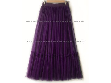 دامن پله دار بنفش بلند  ( قد 90 )