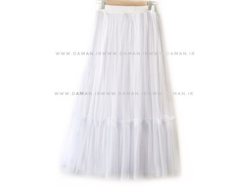 دامن پله دار سفید بلند  ( قد 90 )