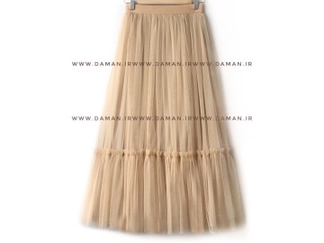دامن پله دار کرم بلند  ( قد 90 )