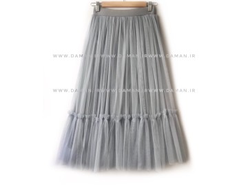 دامن پله دار طوسی روشن کوتاه  ( قد 75 )