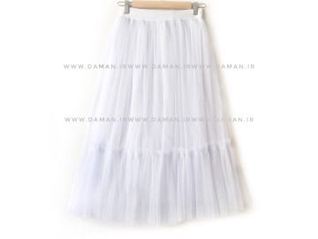 دامن پله دار سفید کوتاه  ( قد 75 )