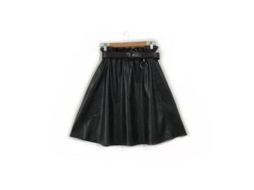 دامن  چرم  مشكي  قد  50 با کمربند