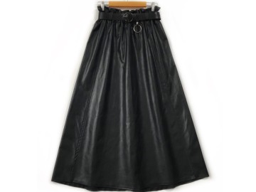 دامن  چرم  مشكي  قد   90  با کمربند