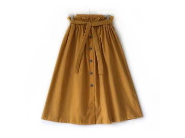 دامن جلو دکمه خردلي  قد 80