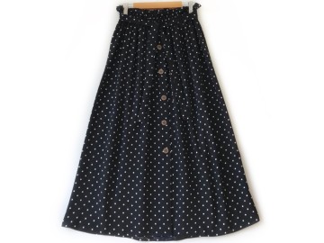 دامن جلو دکمه   خالدار  مشكي  قد 90