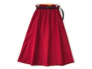 دامن  فون زرشكي  قد  80  با کمربند