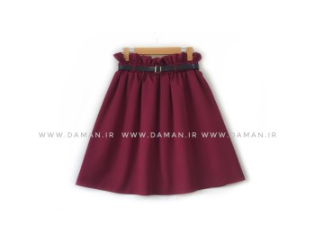 دامن قد 55  زرشكي با كمربند
