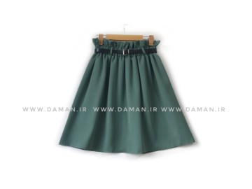 دامن قد 55  سبز روشن با كمربند