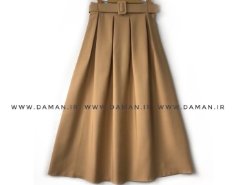 دامن پیلی  نخودي  مازراتي قد 95 با  كمربند