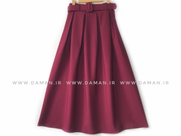 دامن پیلی زرشكي  مازراتي قد 95 با  كمربند