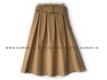 دامن پیلی  نخودي  مازراتي قد 75 با  كمربند