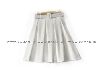 دامن پیلی  سفيد  مازراتي قد 60 با  كمربند