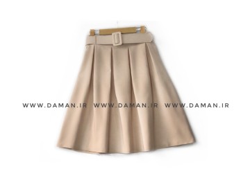 دامن پیلی كرم  مازراتي قد 60 با  كمربند