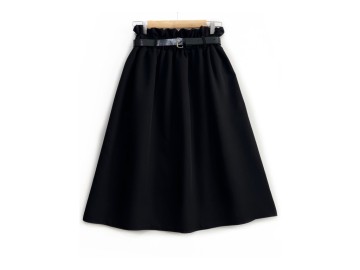 دامن قد ۷۰  مشکی  با كمربند