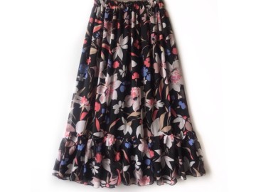 دامن حریر گلدار  قد 90 کد (91)