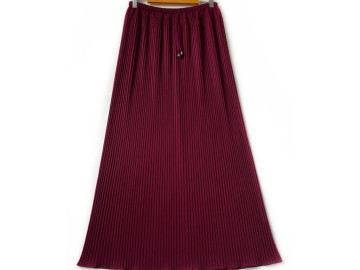 دامن ریون پلیسه کد (9011)  زرشکی  قد 95