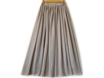 دامن حریر  خاکی قد 90 کد (1221)