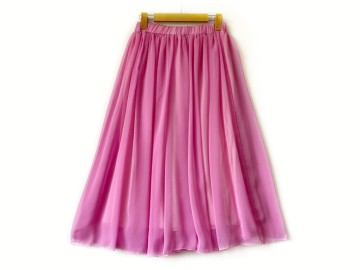 دامن حریر صورتي پررنگ  قد 80  کد (6)