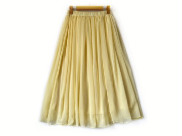 دامن حریر زرد ليمويي قد 80  کد (21)