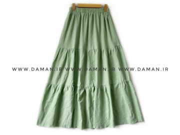 دامن لينن سبز روشن قد 95  کد (3003)