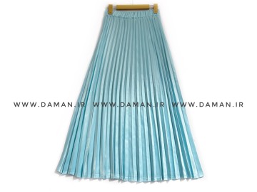 دامن پلیسه ساتن  سبزابي روشن قد 95 كد (255)