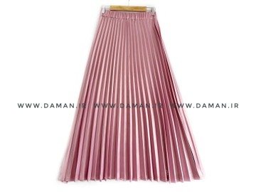 دامن پلیسه ساتن كالباسي روشن  قد 95 كد (255)