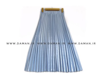 دامن پلیسه ساتن آبي اسماني   قد  80 كد (255)