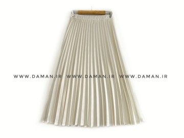دامن پلیسه ساتن  شيري  قد  80 كد (255)
