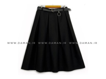 دامن پشمی  مشکی  با کمربند قد 80  کد (S497)