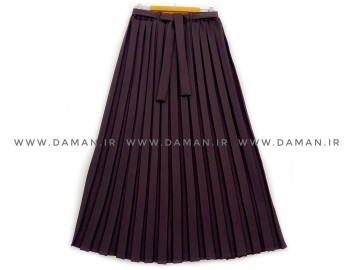 دامن پلیسه بادمجاني كرپ قد 90 كد (211)