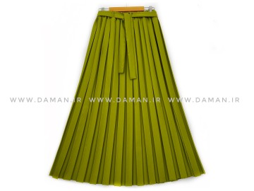 دامن پلیسه  پسته اي كرپ قد 90 كد (211)