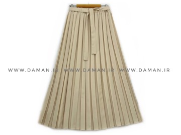 دامن پلیسه  كرپ  كرم روشن قد 90 كد (211)