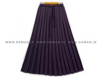 دامن پلیسه بنفش تيره  كرپ قد 90 كد (211)