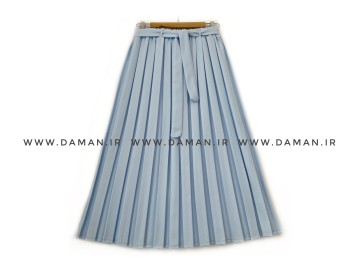 دامن پلیسه  آسماني  كرپ قد 80  كد (211)