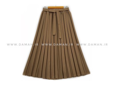 دامن پلیسه نسکافه ای سير  كرپ قد 80  كد (211)
