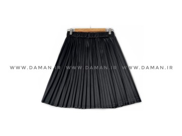 دامن پلیسه ساتن  مشكي   قد 50  كد (255)