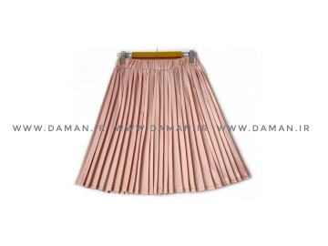 دامن پلیسه  ساتن  گلبهي  قد 50  كد (255)