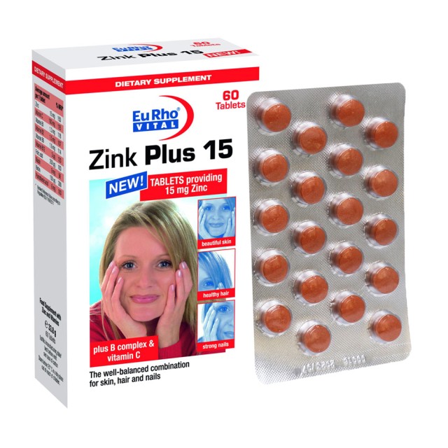 کپسول زینک پلاس یوروویتال 15 میلی گرم 60 عدد
