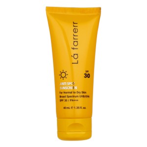 کرم ضدآفتاب و ضد لک بی رنگ لافارر SPF 30 پوست خشک 40 میلی لیتر