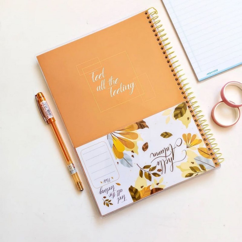 دفتر ۸۰ برگ سیمی مجلد جیب دار طرح گل