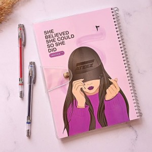 دفتر ۸۰برگ سیمی طلقی دکمه‌دار