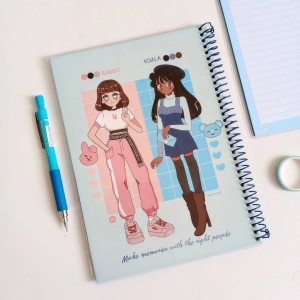 دفتر ۸۰برگ سیمی مجلد دخترانه bt21