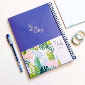 دفتر ۸۰ برگ سیمی مجلد جیب دار طرح گل