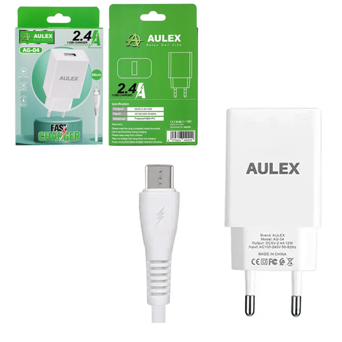 شارژر فست AUlEX مدل AG-04 با کابل میکرو