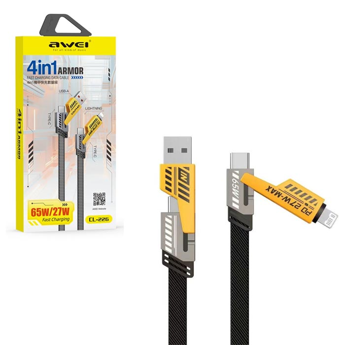 کابل شارژ سریع تایپ سی و لایتیننگ اَوی (65W) مدل CL-226