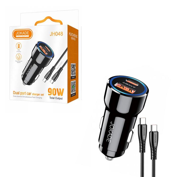 شارژر ماشینی 90 وات دو پورت برند JOKADE مدل JH048