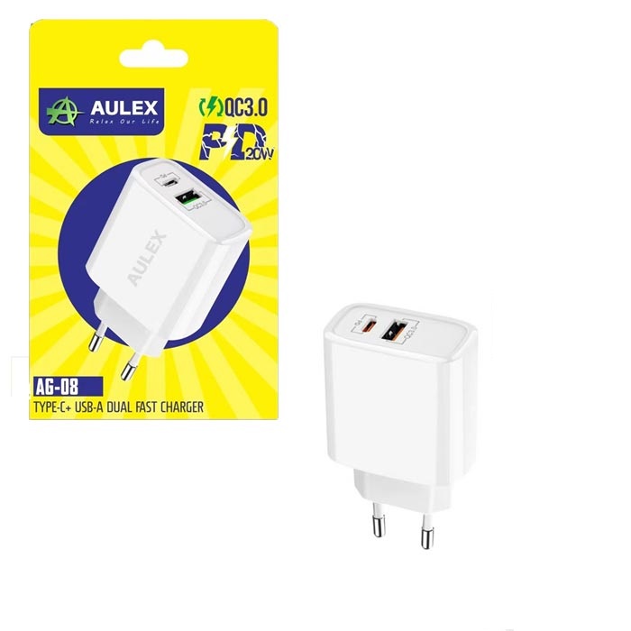 شارژر GAN فست 38 واتی برند AUlEX مدل AG-08